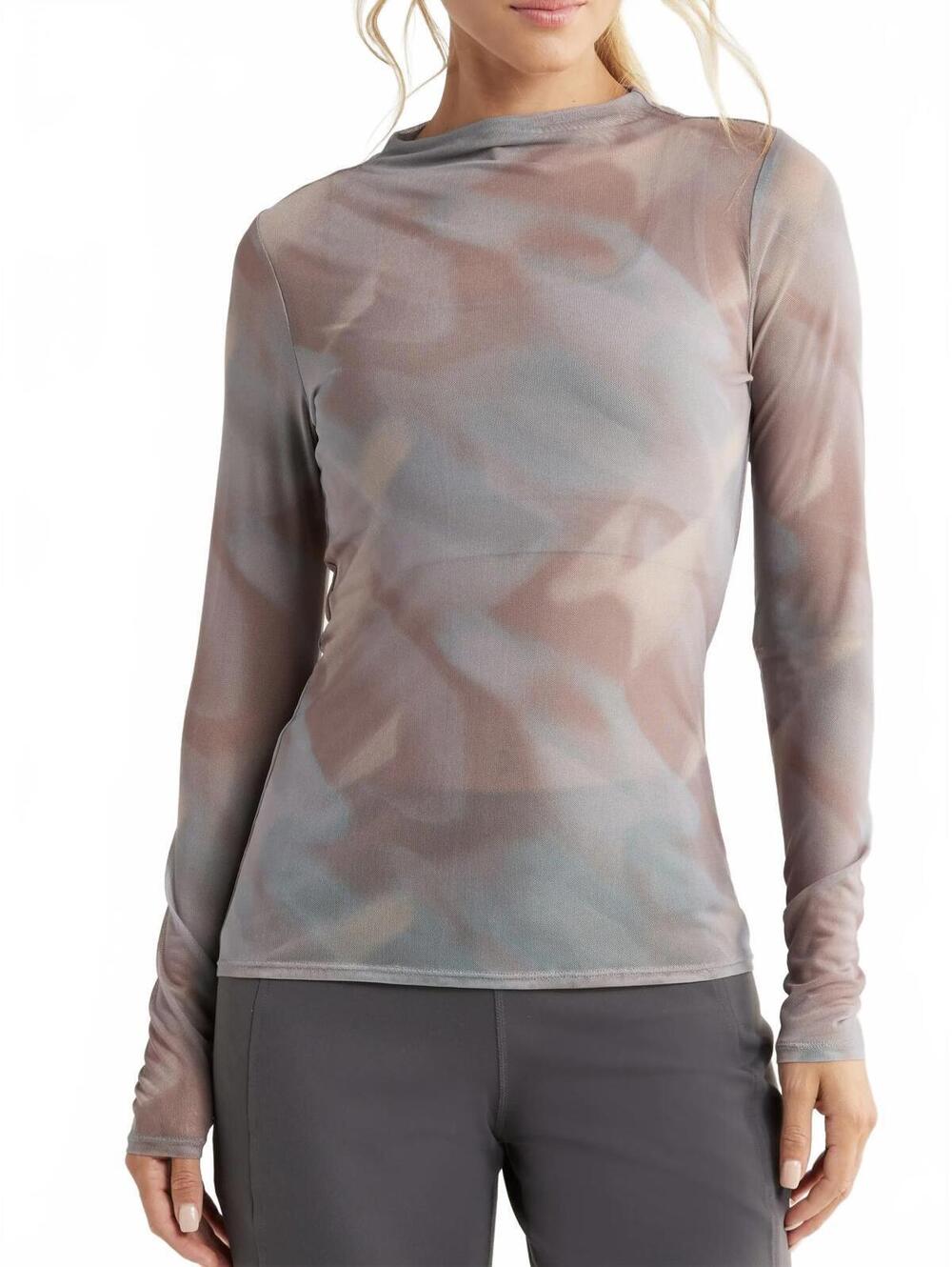 Zella Sheer Luck Long Sleeve Mesh T-Shirt NWT Purple Moon Reflections Medium